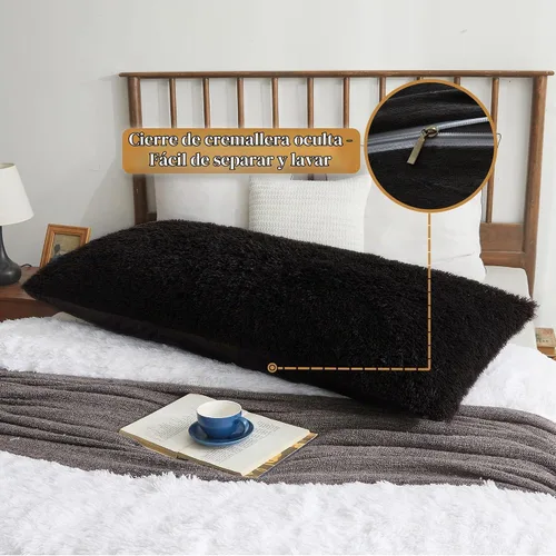Vista 3 de XeGe Funda de Almohada Corporal de Felpa Suave, 20x54 Funda de Almohada Corporal Grande y Esponjosa, Boho de Piel Sintética Difusa Funda de Almohada