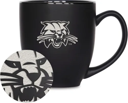 Vista 370 de Rico Industries - Taza de cerámica mate negra con grabado láser estándar de 15oz para NCAA (escuelas T & U) - Para bebidas calientes o frías