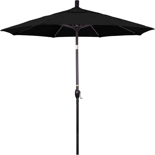 Vista 23 de California Umbrella Sombrilla redonda de aluminio de 7.5 pies, manivela elevadora, botón de inclinación, poste de bronce, Sunbrella Air Blue Azul