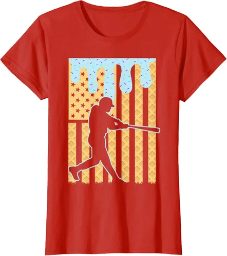 Vista 103 de Camiseta de béisbol Drip Boys Dripping Ice Cream Baseball American Flag, Negro -, Pequeña