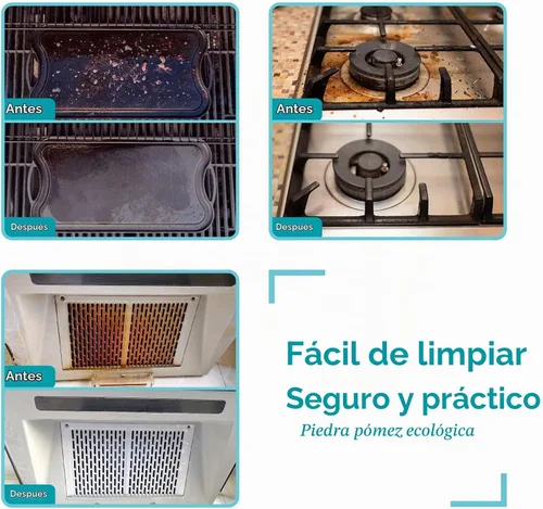 Vista 5 de HaSteeL Ladrillo de limpieza de parrilla, piedra pómez de plancha para eliminar manchas, kit de 4, accesorios de limpieza de bloques de parrilla