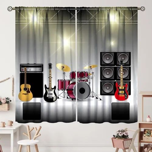 Vista 13 de Cortinas de jazz para mujer americana, estilo grunge, estilo grunge, con bolsillo para barra, para dormitorio, sala de estar, decoración