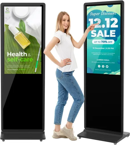 Vista 20 de MWE 32 pulgadas piso interior de pie señalización digital, sistema CMS, quiosco de exhibición de publicidad, pantalla LCD tótem comercial póster