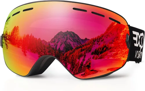 Vista 12 de EXP VISION Gafas de esquí de snowboard para hombres, mujeres y jóvenes, antiempañamiento OTG, gafas de nieve de invierno, lentes desmontables