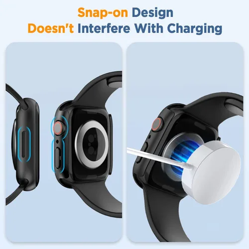 Vista 4 de Paquete de 2 fundas curvadas 3D para Apple Watch Series 7, protector de pantalla de vidrio templado de 1.614 in para iWatch cubierta completa