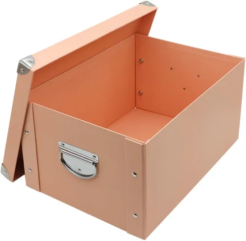 Vista 8 de GUOZI Caja de almacenamiento plegable, caja de memoria decorativa con tapa y esquinas reforzadas de metal, contenedor de archivos de cartón