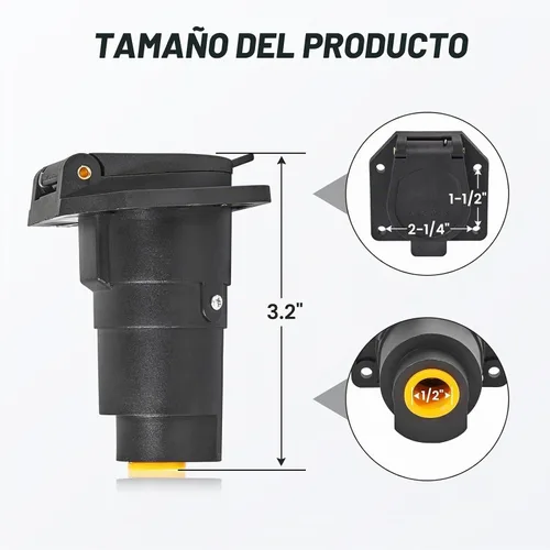 Vista 3 de MECMO Conector de Arnés de Cableado para Remolque de Hoja RV de 7 Pines, Extremo Hembra del Lado del Vehículo Camión Enchufe Socket de Remolque de 7