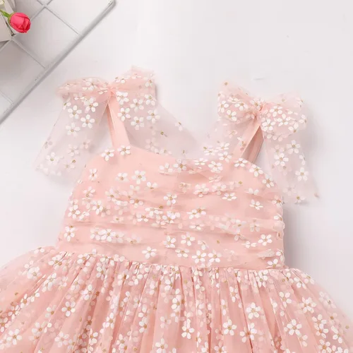 Vista 4 de Vestido tutú de verano para niñas pequeñas, sin espalda, vestido de princesa para fiesta de cumpleaños, lentejuelas con volantes, tul con lazo