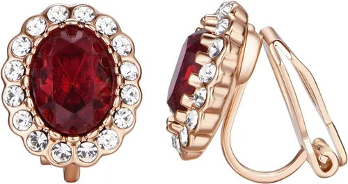 Vista 21 de Yoursfs Austria - Aretes de clip de cristal para mujer, chapados en oro de 18 quilates, joyería de moda con halo de circonita cúbica, aretes sin