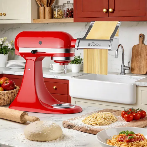 Vista 3 de Accesorio para hacer pasta para batidora de pie KitchenAid, accesorio para máquina de pasta KitchenAid con placa metálica desmontable, incluye