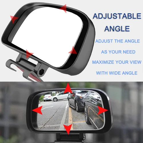Vista 4 de JONMON Espejo de punto ciego – Espejo de ángulo amplio convexo auxiliar de rotación de 360 grados – Clip a presión para retrovisor lateral