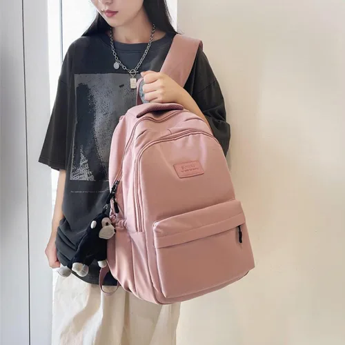 Vista 3 de Mochila Estética Linda Linda Mochila para Escuela Universidad Mochila de Gran Capacidad Mochilas Escolares Estudiantes Casual, Rosa, Mochilas Daypack