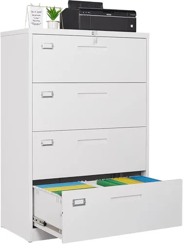 Vista 12 de Archivador de 2 cajones para oficina en casa, archivadores rodantes con cerradura, caninete de metal para debajo del escritorio con ruedas para A4