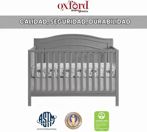 Vista 5 de Oxford Baby Nolan - Cuna convertible 4 en 1, gris paloma, certificado GreenGuard Gold