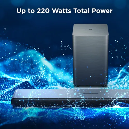 Vista 4 de TCL Barra de sonido S55H 2.1 con subwoofer inalámbrico para Smart TV Dolby Atmos DTS:X Calibración automática de sala Audio de cine en casa
