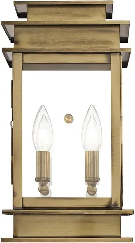 Vista 7 de Livex Lighting 2014-07 Princeton linterna de pared al aire libre Bronce con reflector de acero inoxidable cromado pulido