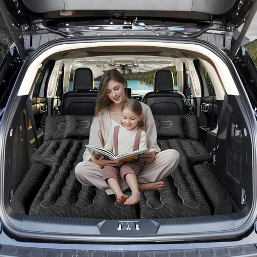 Vista 7 de SUV Air Mattress Double-Sided Flocking Car Mattresses for Car Bed, Travel Camping Sleeping Bed with Air Pump 2 Pillows Negro Suv
