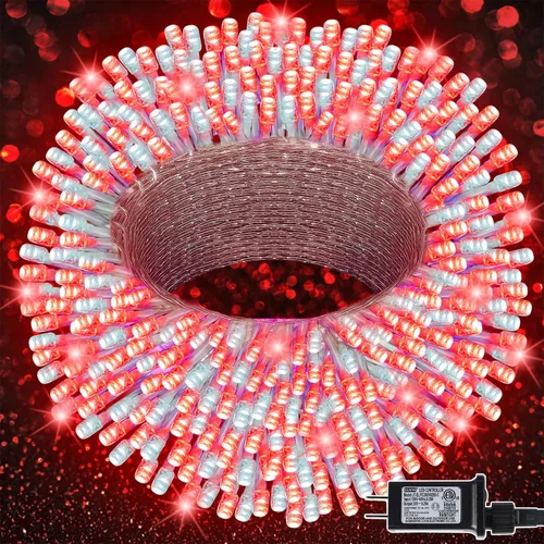 Vista 18 de LJLNION Guirnalda de 300 luces LED para exteriores e interiores, luces de Navidad súper brillantes extra largas de 98.5 pies, 8 modos