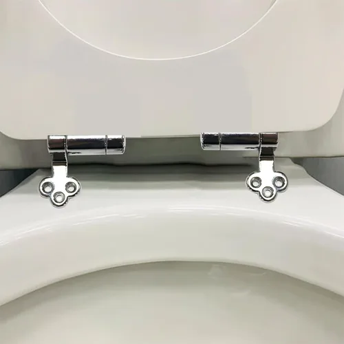 Vista 3 de Reemplazo de bisagras de asiento de inodoro, 2 juegos de accesorios de asiento de inodoro de cierre suave de aleación de zinc con tornillos
