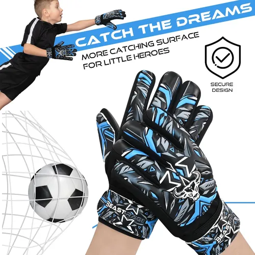 Vista 4 de BEAST RAGE Guantes de portero de fútbol, guantes de portero para niños y jóvenes, guantes de portero de fútbol con agarre fuerte, soporte de muñeca