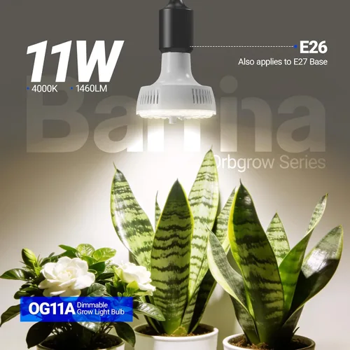 Vista 3 de Barrina Orbgrow OG11A - Bombillas de cultivo para plantas de interior, atenuación y sincronización integradas, 4000K 11W (equivalente a 100 W)