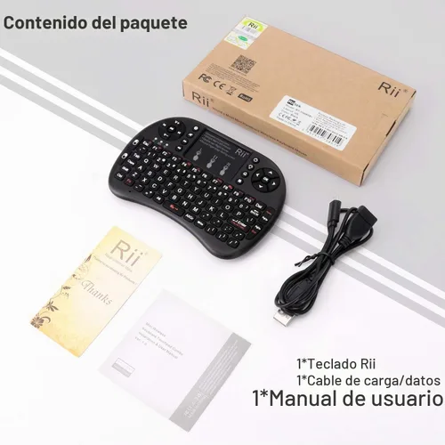 Vista 6 de Teclado táctil Rii i8+ miniatura, inalámbrico 2.4G luz de fondo con ratón para PC/Mac/Android, dorado Negro
