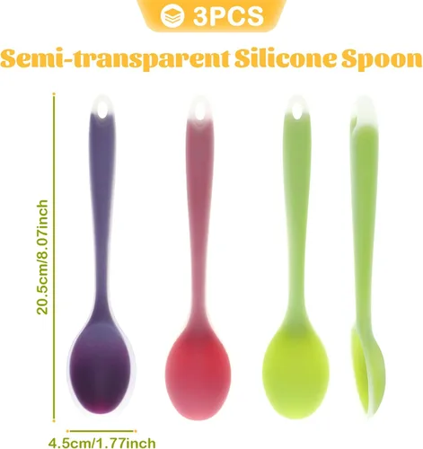Vista 2 de SM SunniMix Cuchara de silicona semitransparente 3pcs Cuchara de sopa Cuchara de leche de café