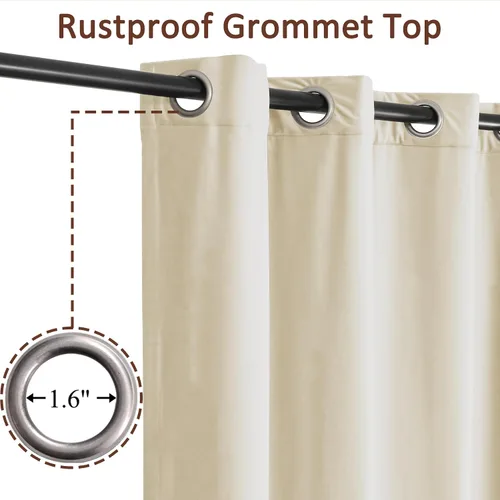 Vista 2 de Fcosie Cortinas de terciopelo blanco beige de 120 pulgadas de largo, panel de cortina con ojales en la parte superior, cortinas extralargas