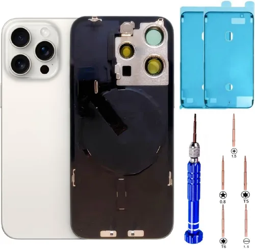 Vista 13 de Reemplazo de vidrio trasero de 14 pulgadas con placa y cable flexible y todas las piezas para iPhone 14 (azul, 6.1 pulgadas) + cinta impermeable +