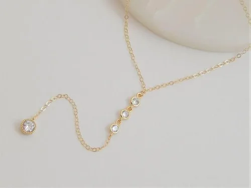 Vista 6 de Necocy Collares largos de oro para mujer collar de oro delicado chapado en oro de 14 quilates collar de gota simple collar de oro de moda