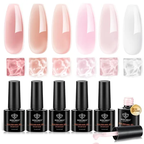 Vista 24 de modelones Juego de Base y Capa Superior para Esmalte de Uñas en Gel, 3 Piezas Base de Goma y Capa Superior de Gel Transparente Brillante y Mate a