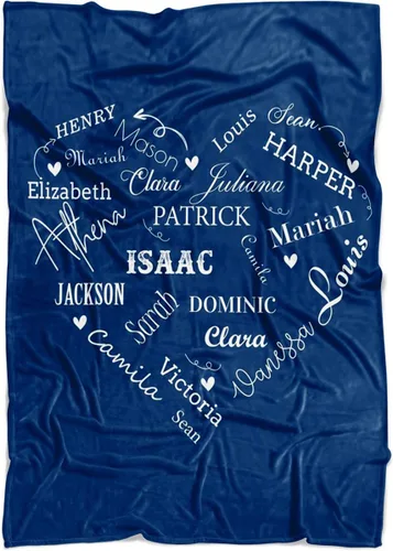 Vista 14 de Mantas personalizadas con el nombre, para bebés, niños y adultos, mamá, abuela, abuelo. Manta personalizada con tus nombres. Manta personalizada