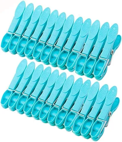 Vista 13 de Clips de plástico resistentes antideslizantes para secar la ropa, pinzas resistentes para viajes, paquete de 24