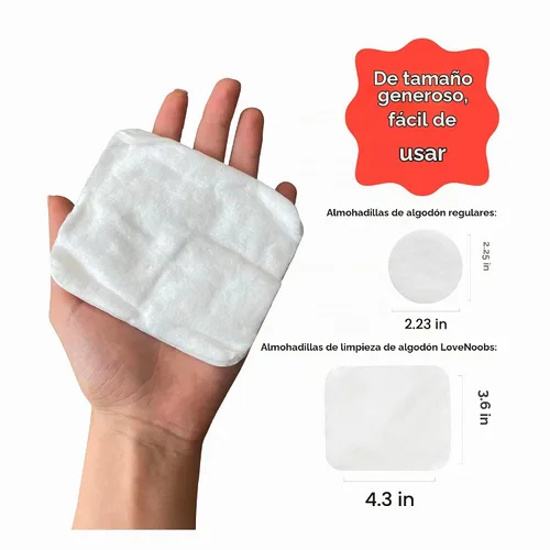 Vista 8 de LoveNoobs - Almohadillas de algodón para bebé, 60 unidades, cuadrados