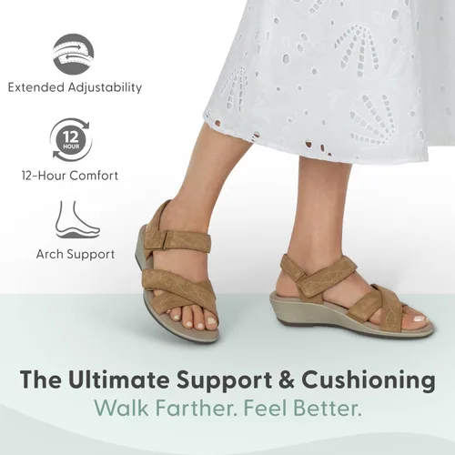 Vista 2 de Orthofeet Sandalias ortopédicas de cuero para mujer