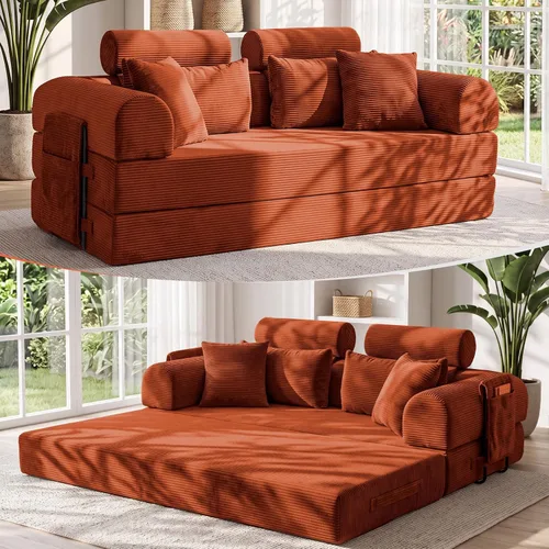 Vista 31 de Sofá cama de espuma viscoelástica de 79 pulgadas, futón convertible con reposacabezas alto, sofá sin hueso Negro