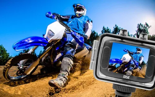 Vista 2 de Pyle PSCHD30BK Mini cámara y videocámara HD de gran angular de acción deportiva de alta definición, 720p, ranura para tarjeta SD, pantalla táctil