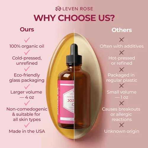 Vista 7 de Aceite de jojoba de Leven Rose: 100 % orgánico, natural, sin refinar y prensado en frío, de 4 onzas para cabello, piel y uñas, 4U-BG76-6IYG, 1, 1