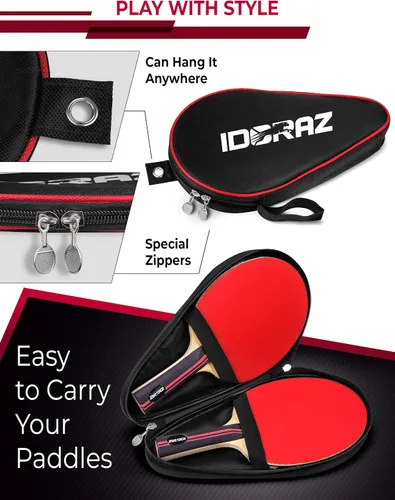 Vista 4 de Professional Ping Pong Paddle with ITTF Rubber and Carrying Case Table Tennis Racket with Speed 99, Spin 93, Control 90, Improves Accuracy and