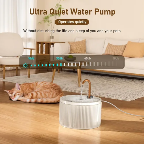 Vista 3 de Fuente de agua de cerámica para gatos DOOOB, fuentes de cerámica para gatos de 2.1L/71oz, fuente de agua automática para mascotas para gatos, fuente