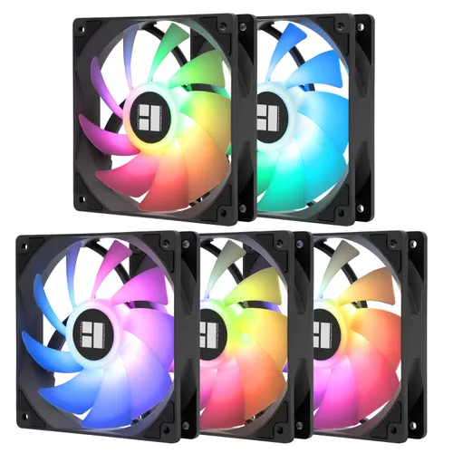 Vista 7 de Thermalright Ventilador de CPU TL-C12C X5, refrigeración negra, ventilador en la versión sin iluminación, establece lazos o ventilador de PC