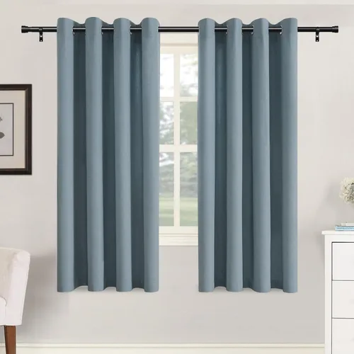 Vista 45 de H.VERSAILTEX Cortinas de cocina texturizadas de lino natural con ojales de 45 pulgadas de largo, lino sintético grueso para oscurecer la habitación