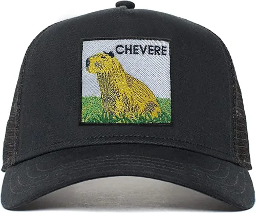 Vista 2 de Gorra de camionero, sombrero de malla ajustable Snapback, gorra negra Capybara, gorra de béisbol de malla, sombrero bordado Capybara. Unisex