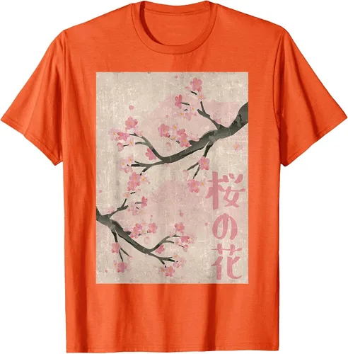 Vista 11 de Cherry Blossom Japanese Vintage Woodblock Japan Pink Sakura T-Shirt Asphalt Grey