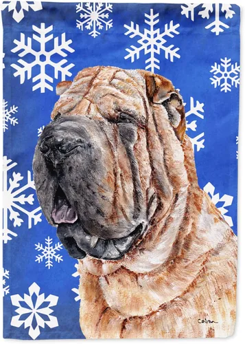 Vista 15 de Caroline's Treasures SC9374GF Bulldog English Snow flakes Holiday Garden Flag Buzón Bandera decorativa para patio exterior, patio, obras de arte