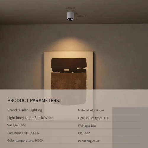 Vista 2 de Aisilan - Foco LED Downlight regulable de 18 W para interiores, cilindro de aluminio, puntos direccionales de techo, sin parpadeo, 3000 K