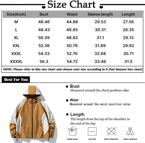 Vista 4 de Ymosrh Chaqueta impermeable para hombre con capucha, ligera, cortavientos para exteriores, M-4XL