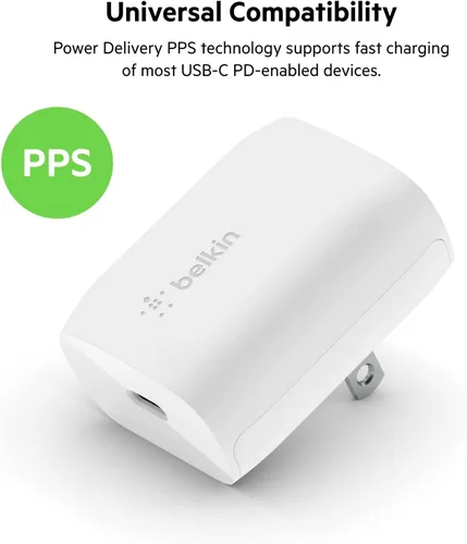 Vista 3 de Belkin Bloque de cargador USB C de 20 W, USB-C PD, PPS carga súper rápida - Samsung Galaxy S25, Apple iPhone 17, Air, Pro, Pro Max, iPad, AirPods