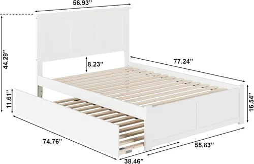 Vista 2 de AFI Madison Cama de plataforma con estribo y cajón deslizable Blanco