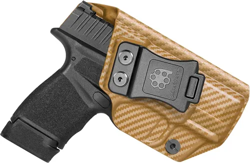 Vista 13 de Funda Kydex IWB fabricada en Estados Unidos para Springfield Hellcat Diseño a prueba de sudor con un protector de sudor completo, inclinación